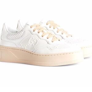 Authentic Gucci Women's Sneakers white with light pink soles 39.5  US 9.5